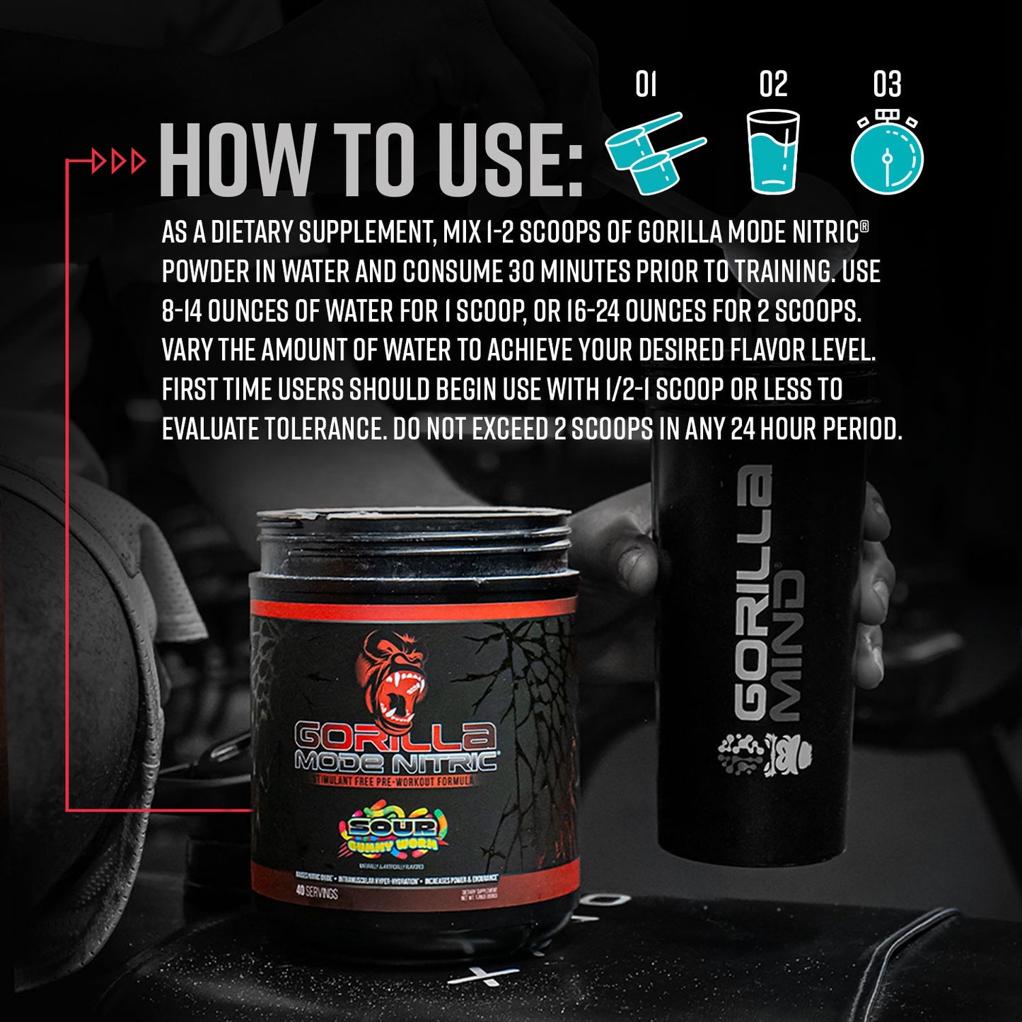 Gorilla Mode Nitric Upgraded Stimulant Free Pre Workout 768 Grams