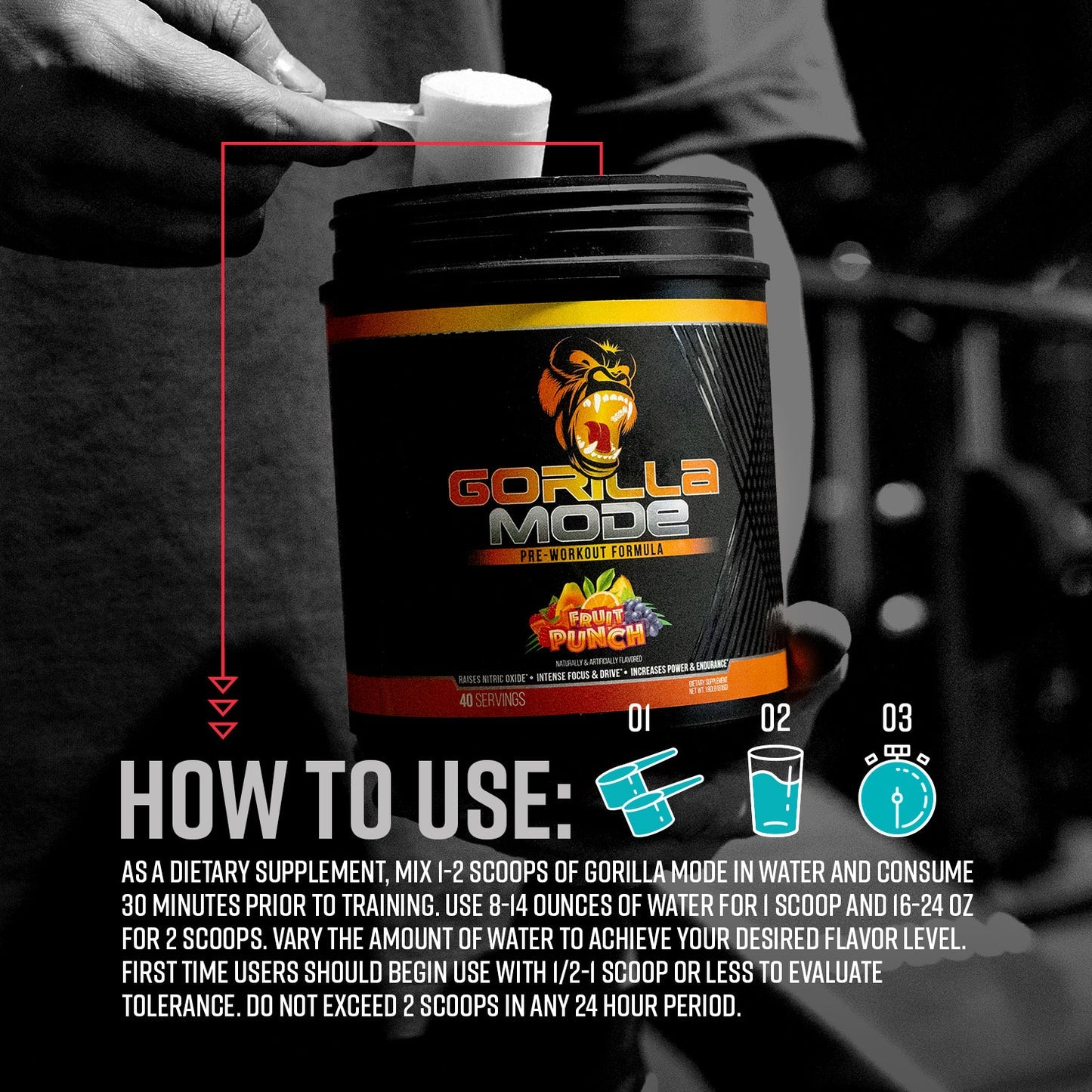 Gorilla Mode Pre Workout Massive Pumps Laser Focus Energy 792g