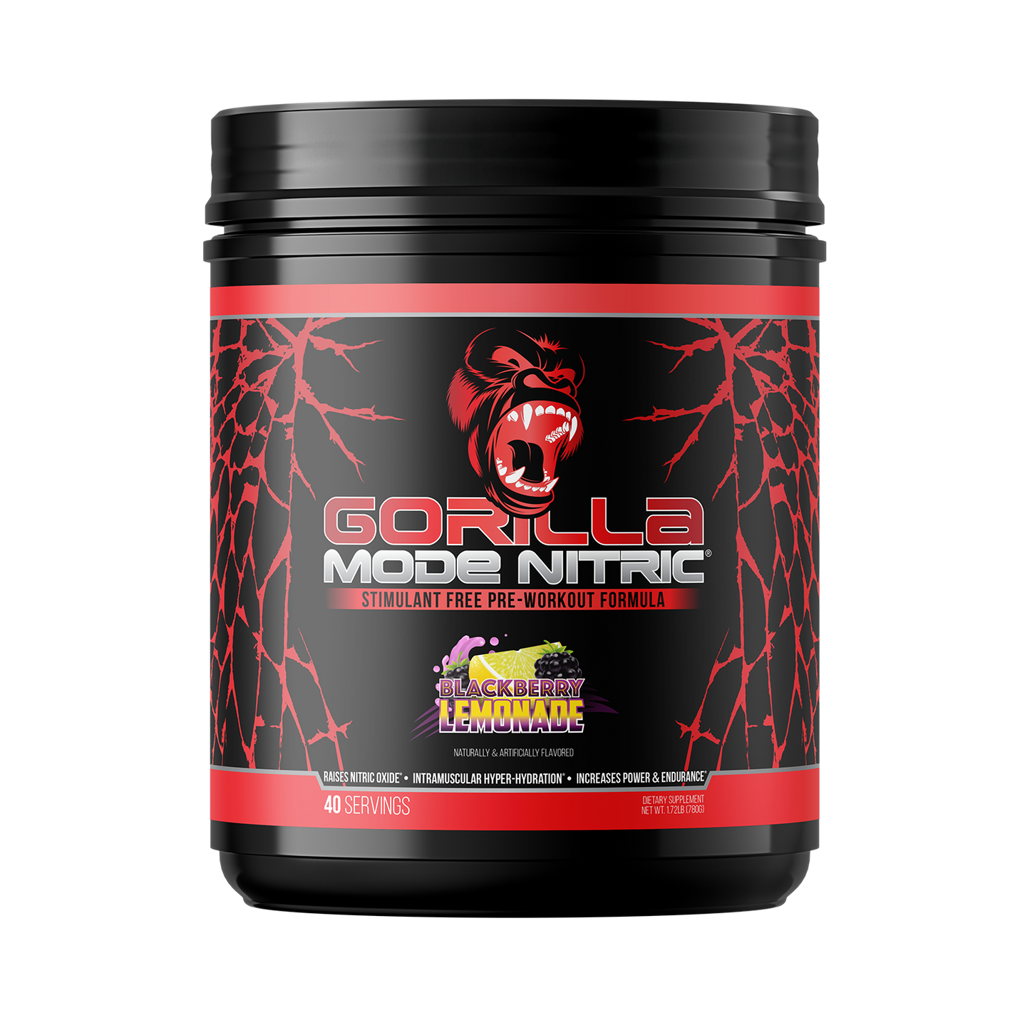 Gorilla Mode Nitric Upgraded Stimulant Free Pre Workout 768 Grams